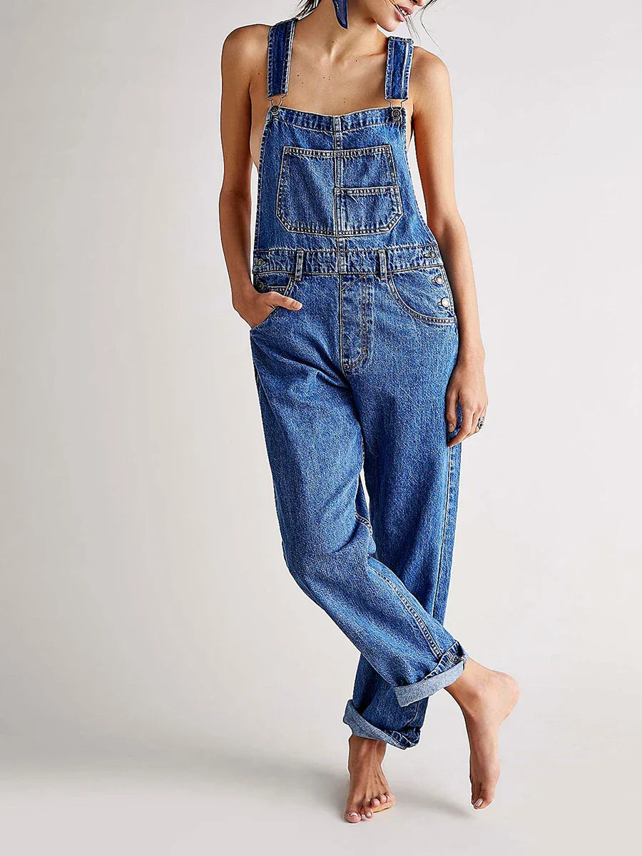 Lässiger Denim-Overall mit verstellbaren Trägern und Retro-Vibe.