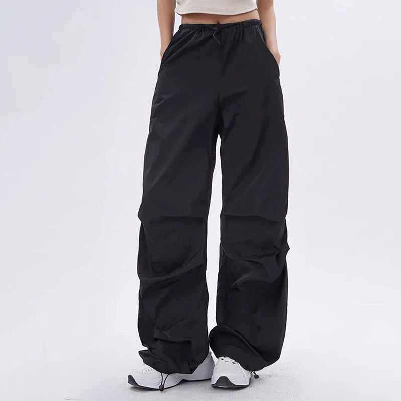 Lenzburg | Damen Oversized Parachute Hose | Schwarz