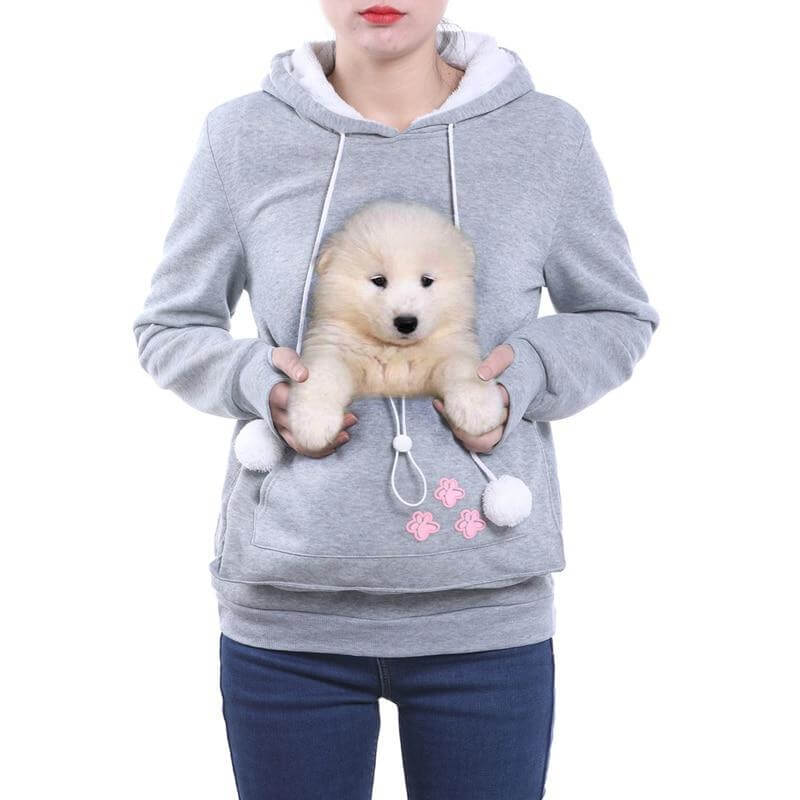 Kuscheliger Hoodie mit Tragetasche für Katzen und kleine Hunde.