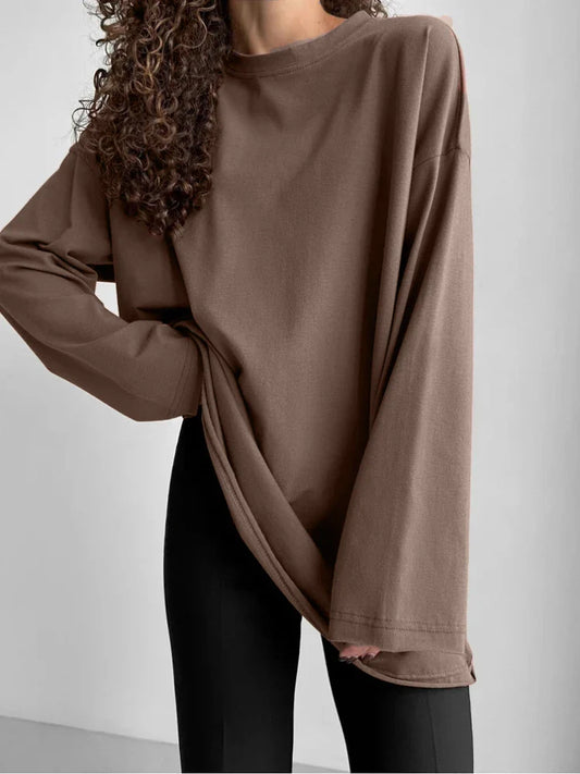 Luna | Damen Oversized Basic Pullover | Rosa