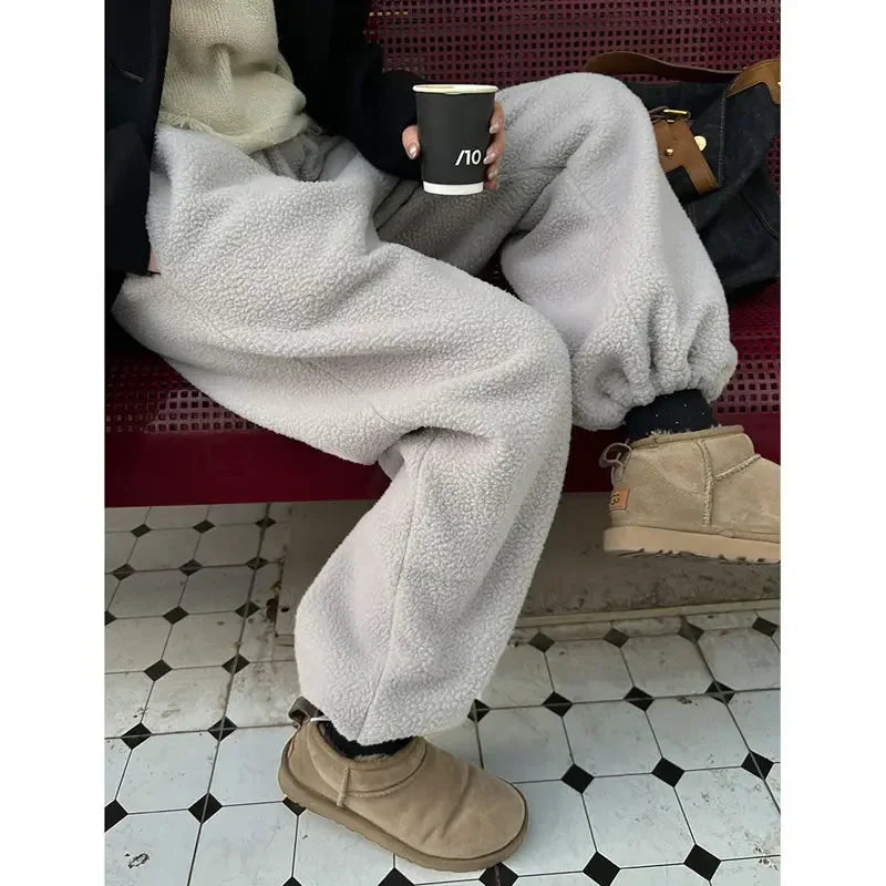 Münster | Damen Oversized Fleecehose | Hellgrau